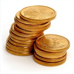 Premium Golden Coins Stacked Neatly for Artistic Display and Investment