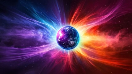 Wall Mural - Cosmic Earth: A Vibrant Celestial Display