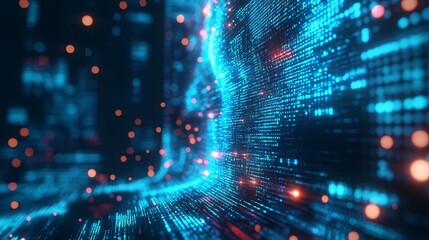 Blue digital binary data, concept technology 