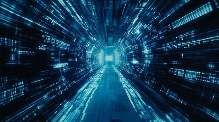 Blue digital binary data, concept technology 