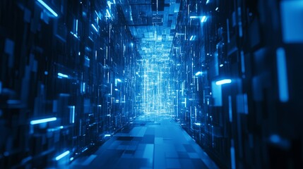 Blue digital binary data, concept technology 