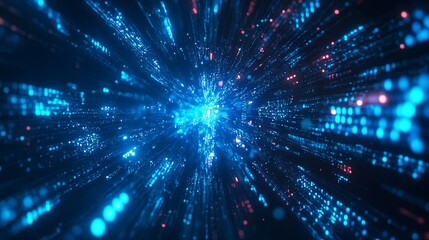 Blue digital binary data, concept technology 