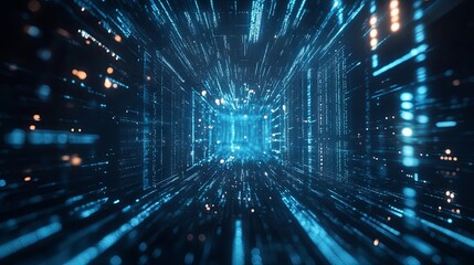 Blue digital binary data, concept technology 