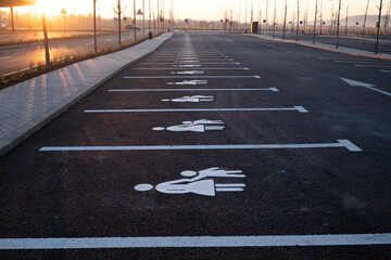 road signs in a new parking