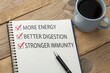 © Jason - Notebook with checklist and coffee cup. Health benefits
