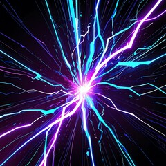 Canvas Print - Neon Energy Burst: Abstract Digital Art