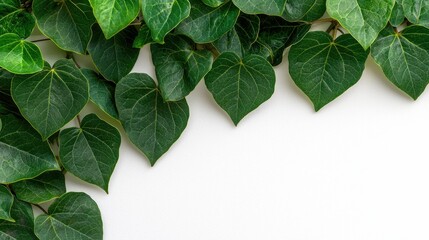 Poster - Vibrant Heart-Shaped Green Leaves on a Soft Neutral Background