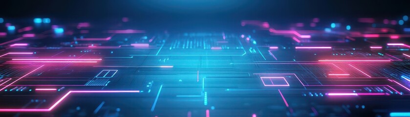 Leinwandbilder - Futuristic background featuring vibrant neon lights in various colors and abstract patterns