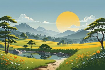 Wall Mural - there is a picture of a beautiful landscape with a river