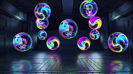 Wall Mural - colorful swirling orbs suspended in a cosmic space environment, blending vibrant hues with futuristi