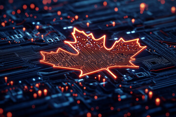 Wall Mural - digital canada, microcircuit board, concept of global network and connectivity, international data t