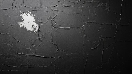 Canvas Print - Cracked Black Wall with White Paint Patch Background Texture