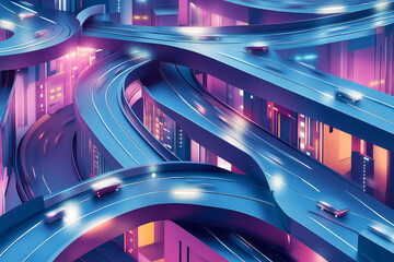 Wall Mural - illustration of it roadmap modern technology and innovative processes, networking and big data. big 