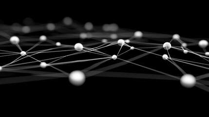 Poster - Network nodes connect globally, dark background, data visualization, tech concept