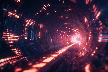 Wall Mural - vibrant digital binary tunnel with glowing numbers