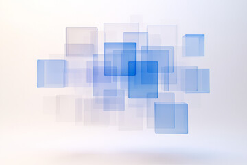 Aufkleber - Vast arrangement of floating azure cubes neatly aligned in a translucent grid layout, creating an