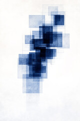 Aufkleber - Stylized blueprint-like background overlaid with layered blue cubes, their edges forming sharp