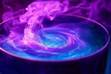 Wall Mural - swirling neon vortex in purple blue color