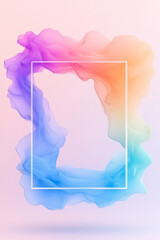 Aufkleber - Surreal floating portal framed by translucent cubes, while colored bokeh particles flow outward in