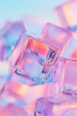 Fototapete - Liquid-metal effect on interlocked pink and teal cubes, each panel catching faint reflections of