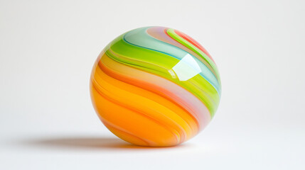 Aufkleber - Orb made of liquid-like spiral patterns in bright lime and bold scarlet, suspended in a minimal