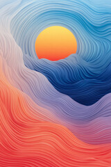 Aufkleber - Stylized wave pattern evoking a sense of gentle motion, with lines gradually transitioning from