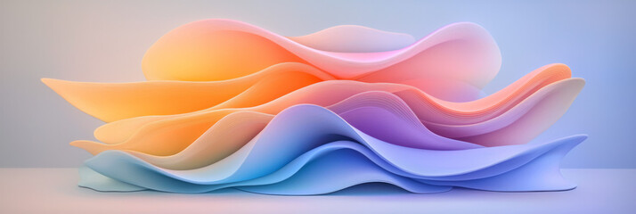 Aufkleber - Dreamy biomorphic forms blending candy-colored blues and pinks, with softly curved cutouts