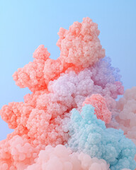 Aufkleber - Bubble-like clusters of bright pink and sky-blue masses, joined by curving negative spaces