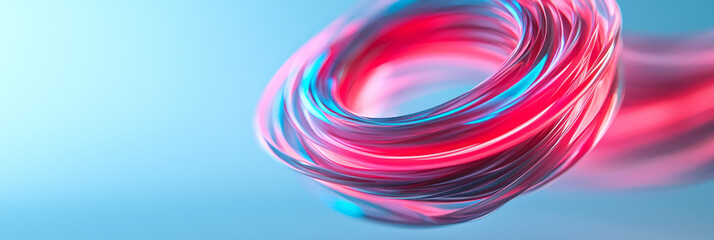 Fototapete - Spinning mandala of warm crimson and cool aquamarine streaks, casting a neon glow on surrounding
