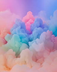 Poster - Ethereal cloud of shimmering particles spanning a gradient from soft turquoise to vivid magenta,