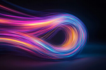 Fototapete - Surreal burst of bright neon fragments swirling into an abstract vortex, blending pastel pinks,
