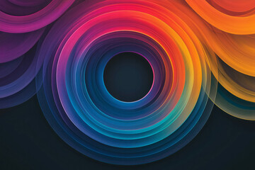 Fototapete - Vibrant circular pattern with fluid, rainbow-hued rings expanding from the center, fading gently