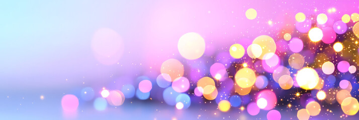 Aufkleber - Soft bokeh points in bright pink, violet, and gold dispersing gradually, giving the impression of a