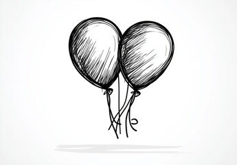 Wall Mural - Balloons for a birthday party depicted in a continuous line drawing, ideal for kids' holiday decor