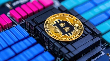 Block chain networkBlockchain network concept , Distributed register technology , Block chain text and computer connection with colored background