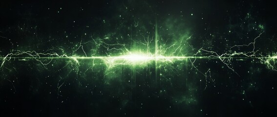 Wall Mural - an abstract composition features glowing yellow particles illuminating the dark background, contrast