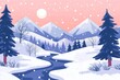 © Abdul - Snowy mountain river landscape, winter sunset