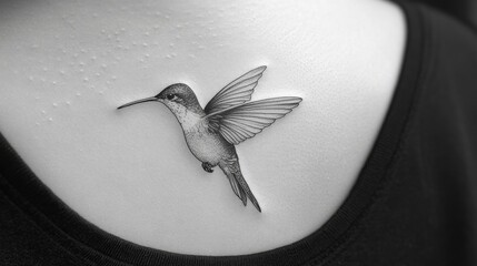 Canvas Print - Delicate Hummingbird Tattoo Design