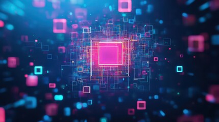 Leinwandbilder - Colorful geometric background with various sized squares in vibrant hues and patterns