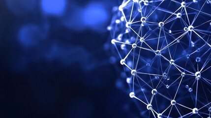 Fototapete - Data technology background Abstract background Connecting dots and lines on dark background 3D rendering 4k