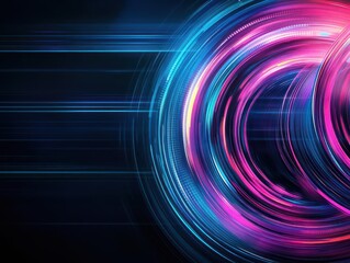 Fototapete - Circular light effect creating an abstract design in a dark background environment