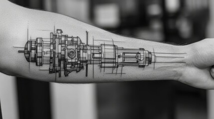 Intricate Mechanical Tattoo Design