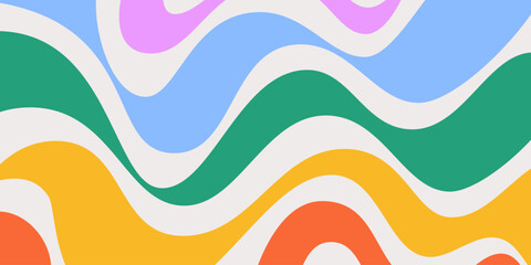 Poster - Abstract Wavy Geometric Y2k Texture Vector Design. Cool Trendy Groovy Curvy Pattern. Psychedelic Trippy Liquid Colorful Backdrop.