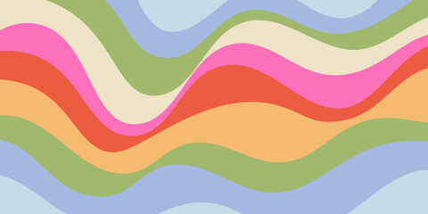 Aufkleber - Abstract Wavy Geometric Y2k Texture Vector Design. Cool Trendy Groovy Curvy Pattern. Psychedelic Trippy Liquid Colorful Backdrop.