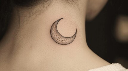 Canvas Print - Delicate Moon Tattoo on Neck