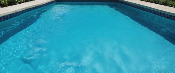 Canvas Print - Crystal Clear Swimming Pool Water With Tranquil Blue Surface and Open Space for Text Overlay