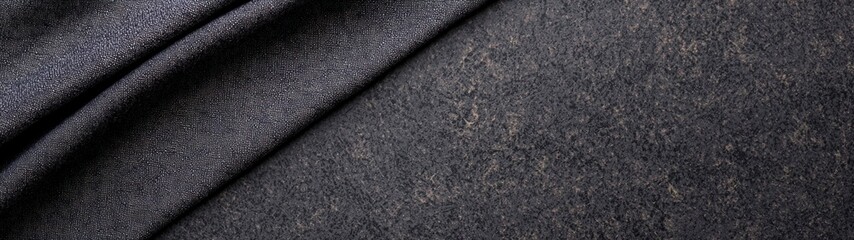 Poster - Elegant Dark Grey Fabric Texture Background Draped on Dark Surface Ideal for textile design projects
