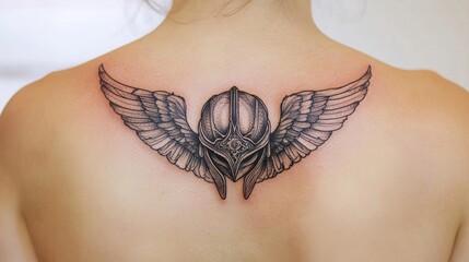 Canvas Print - Majestic Wings and Helmet Tattoo Design