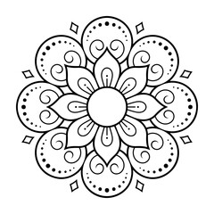 Wall Mural - circular pattern in form of mandala with flower for henna, mehndi, tattoo, decoration. decorative or