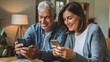 © Arshadul - Happy Senior Couple Using Smartphones Together Modern Technology Elderly People Retirement Lifestyle Digital Communication Social Media Connection Mature Adults Smiling Technology Users Internet